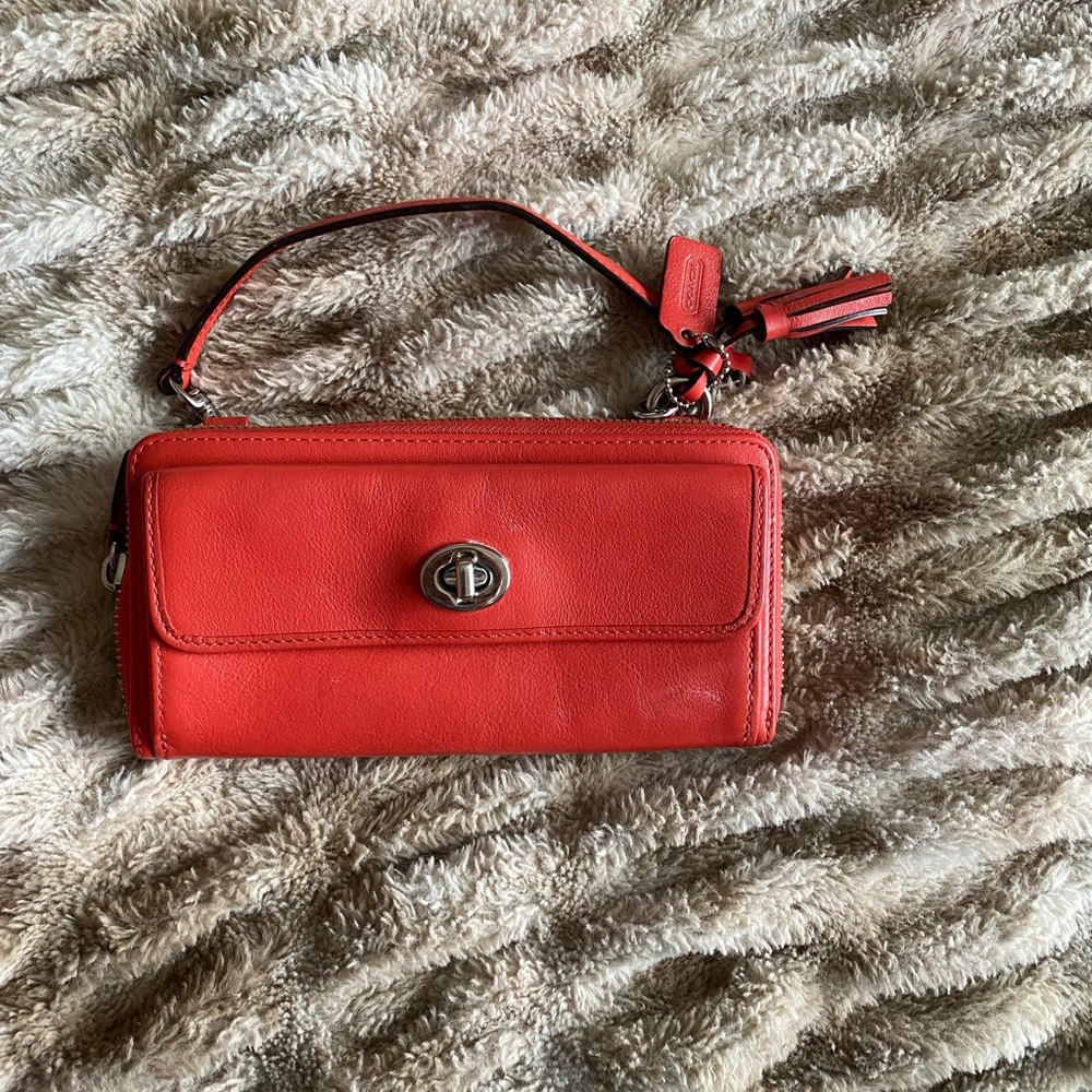 Coach Red Leather Wristlet